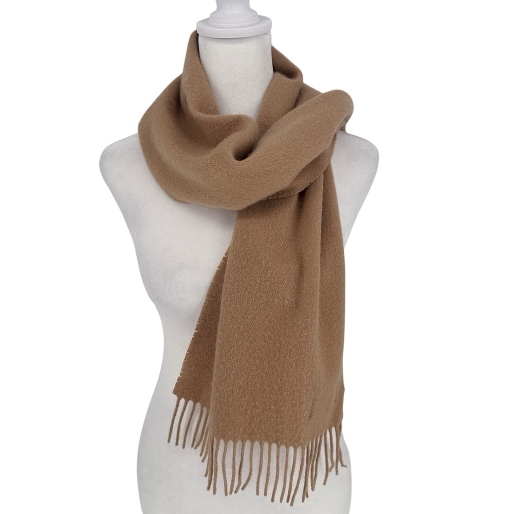 John Hanly Made In Ireland Wool Cashmere Scarf Camel Color Classic Quiet Luxury